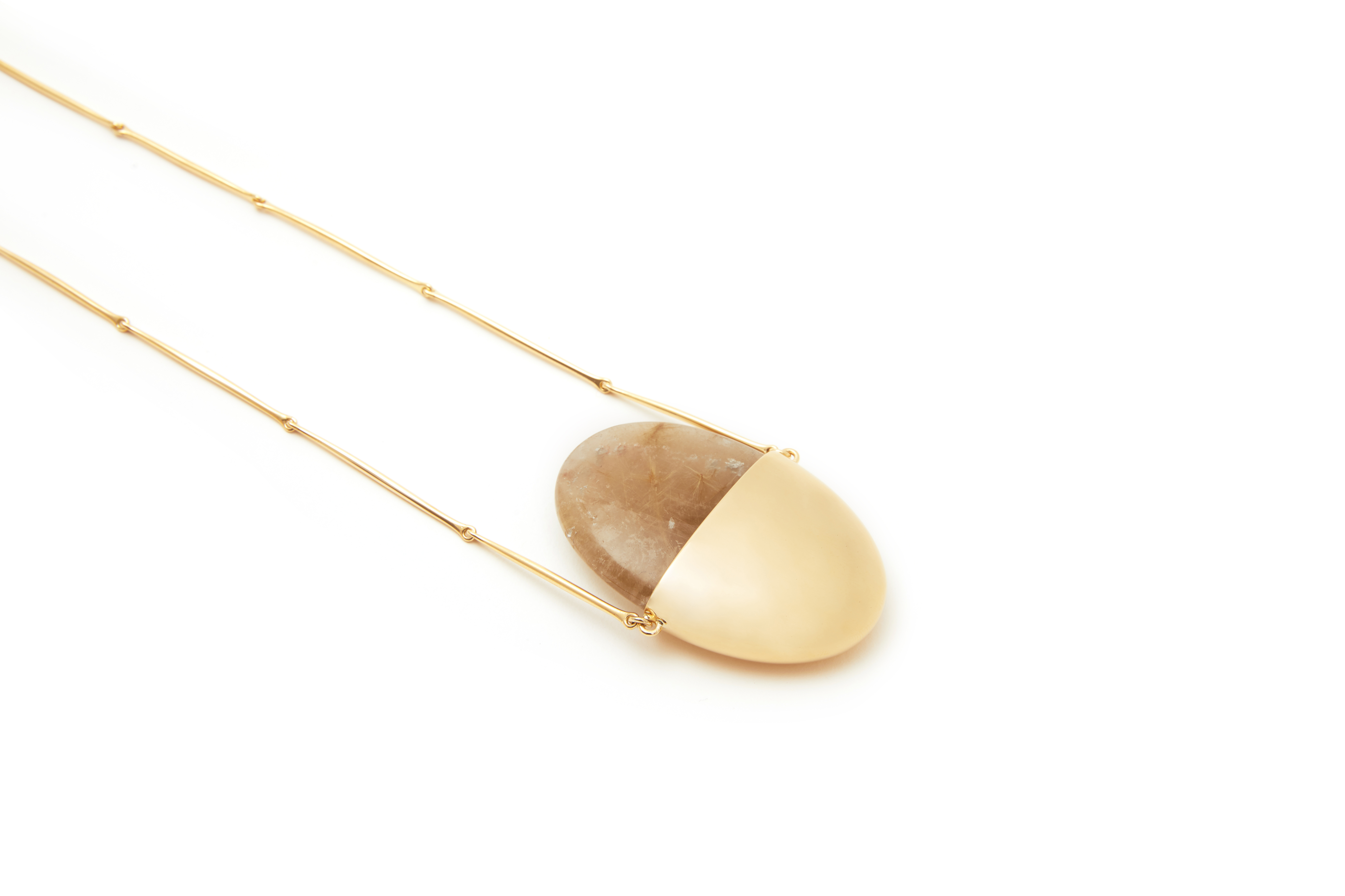 A Beautiful Life Pendant, Yellow Gold and Rutilated Quartz Crystal. Image: Courtesy of J Rabun