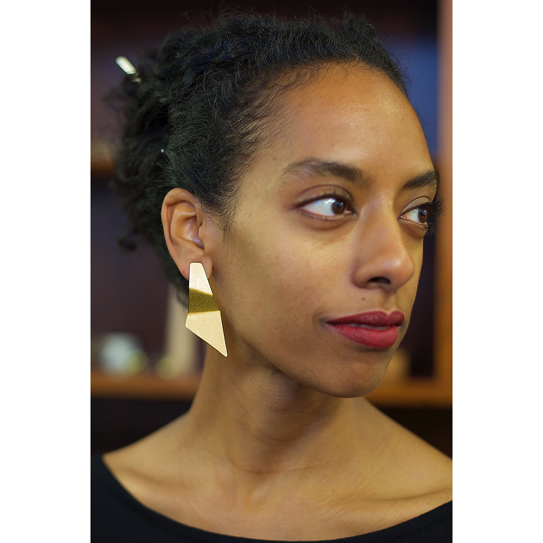 Shadows Earrings in Bi-Metal (recycled silver and Fairtrade Gold) Image: Jamie Trounce