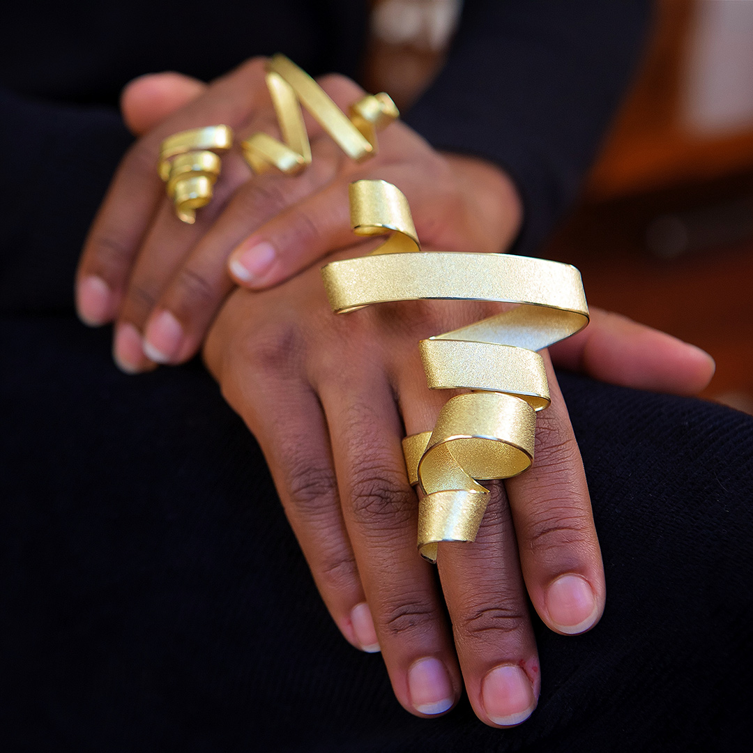 Calligraphy Rings in Fairtrade Gold. Image: Jamie Trounce