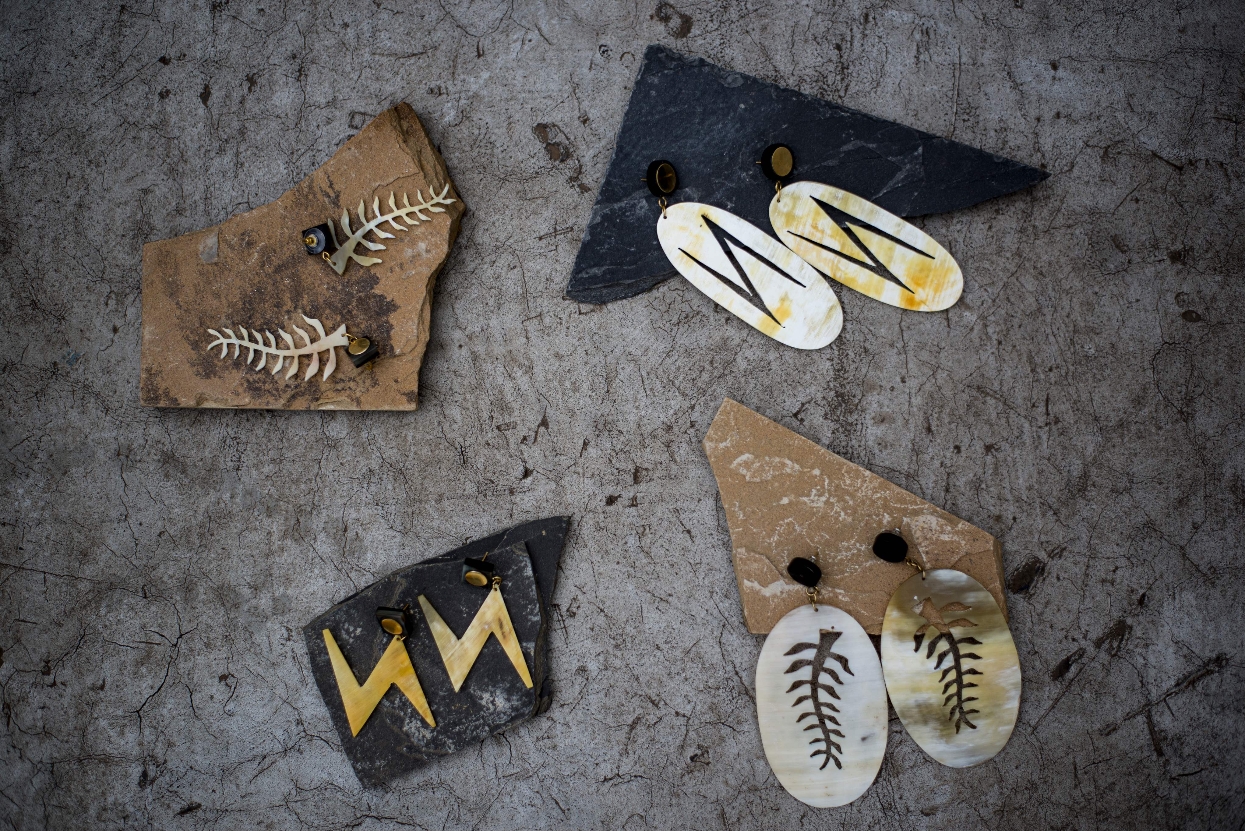 Ode to Adinkra Symbol Earrings in Cow Horn Photo: Courtesy of Theresia Kyalo