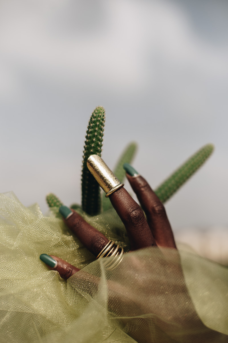 Kidole Kiboko (finger hip) finger piece and Saba Pete (seven rings) ring in Brass. Photo Courtesy of Theresia Kyalo