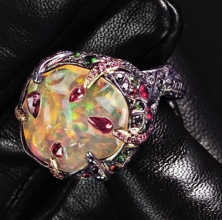 Blood Sport Ring: Opal, Rubies. Image Courtesy of Castro NYC