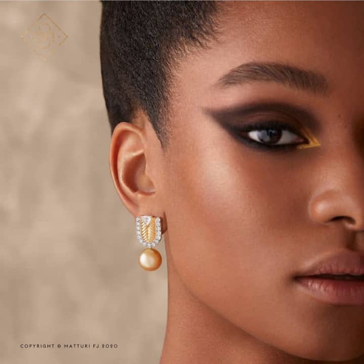 Deben Earrings, Diamonds, 18kt Gold, South Sea Pearls, Image Courtesy of Matturi Jewellery