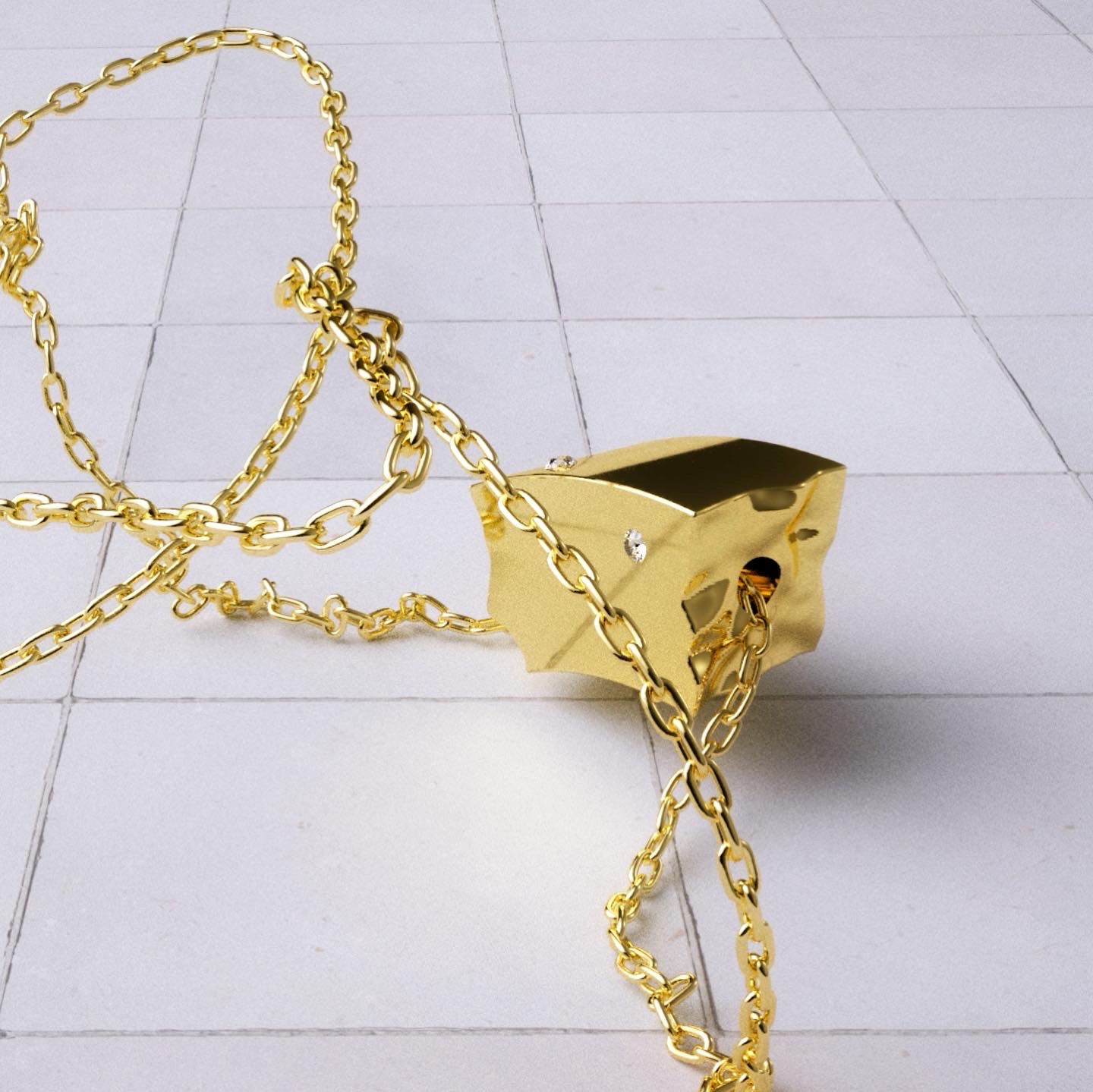 Blockchain Pendant, 18kt Yellow Gold, Diamonds Image Courtesy of S Faurschou