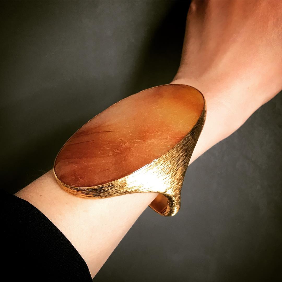 Quartz and Yellow Gold Cuff by Andrew Grima. Image Courtesy of F. Grima