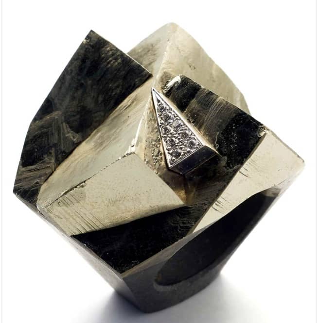 Pyrite and Diamond Ring by Francesca Grima. Image Courtesy of F. Grima