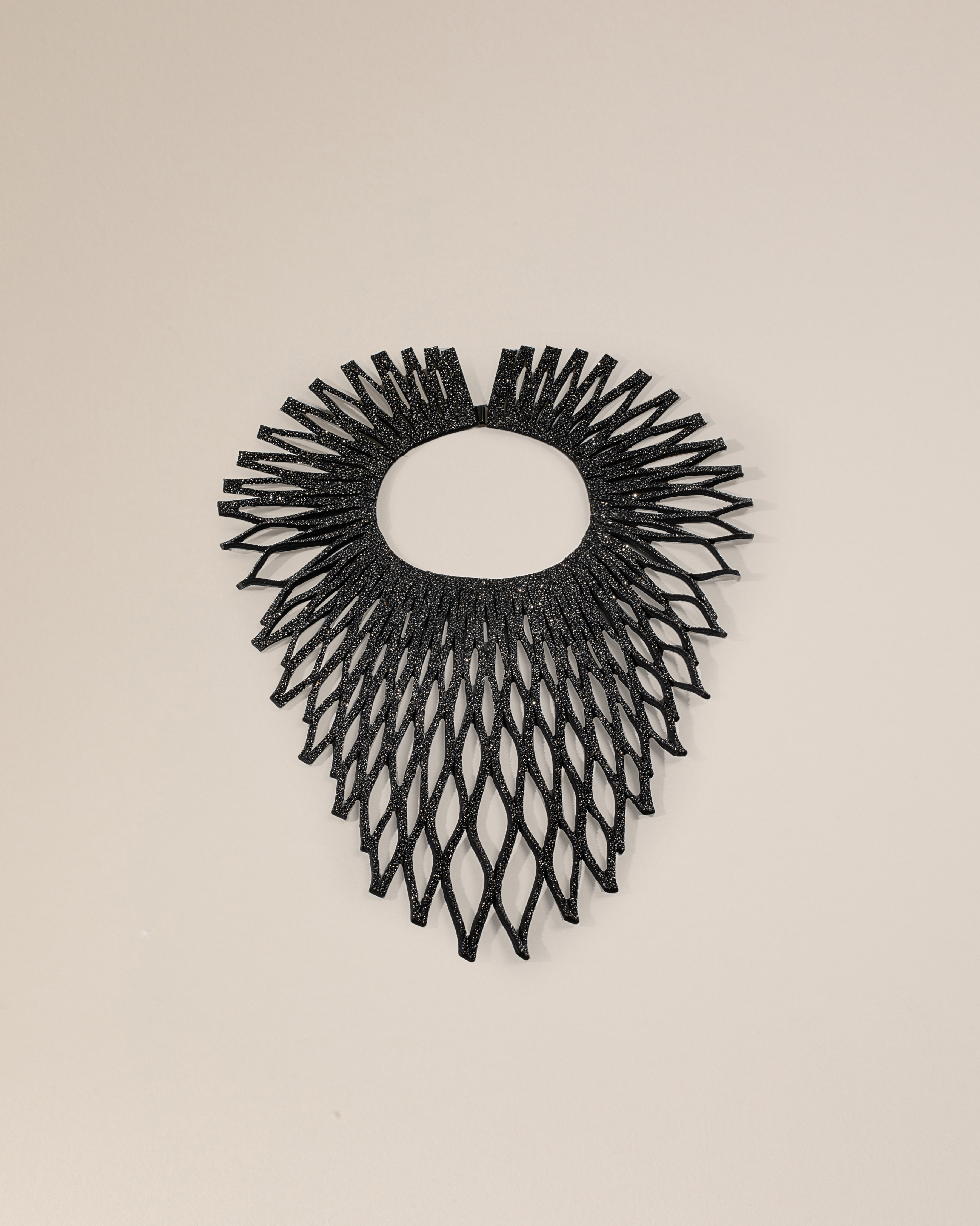 Luminous Necklace in Black Crystallised Leather. Image Courtesy of So-Le Studio